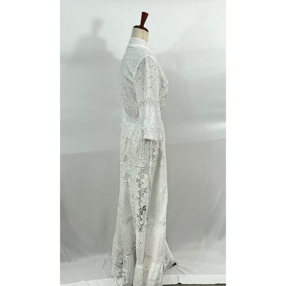 TEMPTATION POSITANO Sz L Large Pompei White Lace Maxi Dress - Picture 6 of 10